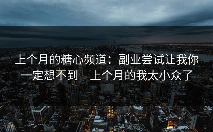 上个月的糖心频道：副业尝试让我你一定想不到｜上个月的我太小众了